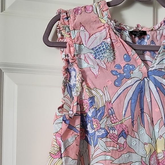Talbots Women’s Medium Sleeveless Floral Blouse – Pink & Blue Tropical Print - Picture 8 of 11